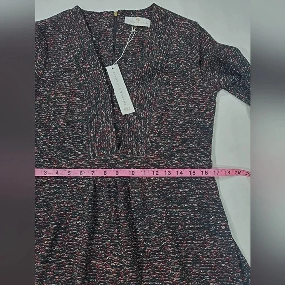 NWT Amanda Uprichard Paxton Plunge V-Neck Mini Dress Medium Black/red/gold Knit - Picture 5 of 11